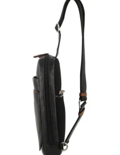 PIERRE CARDIN Leather 3-Way Sling Bag in Black