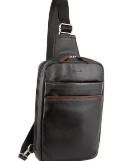PIERRE CARDIN Leather 3-Way Sling Bag in Black
