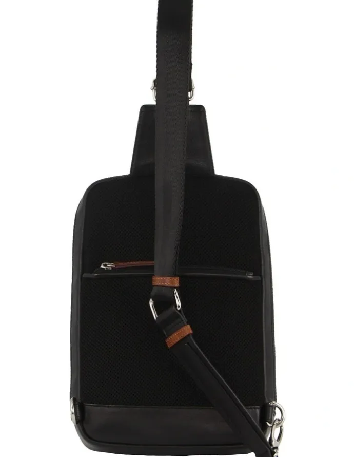 PIERRE CARDIN Leather 3-Way Sling Bag in Black