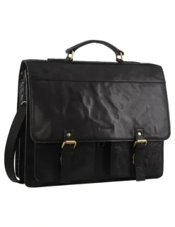 PIERRE CARDIN Men's Leather Business/Computer Bag in Black