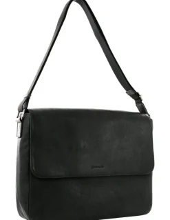 PIERRE CARDIN Messenger Leather Bag in Black