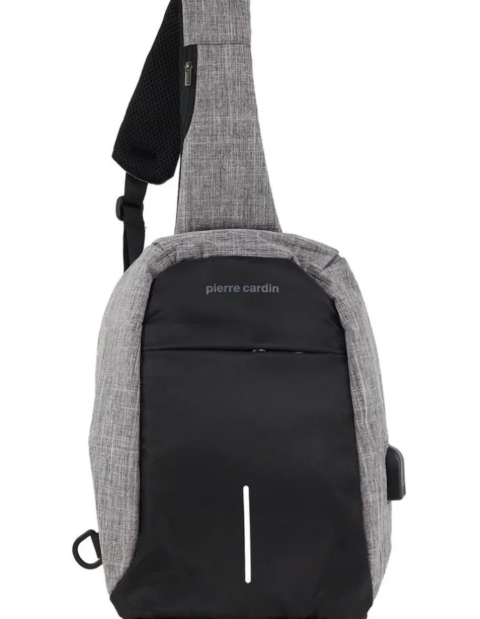 PIERRE CARDIN Nylon Sling Bag in Grey