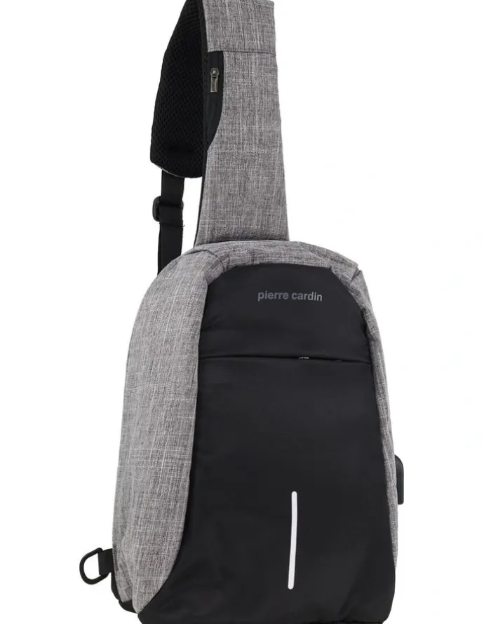 PIERRE CARDIN Nylon Sling Bag in Grey