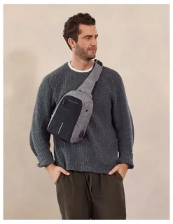 PIERRE CARDIN Nylon Sling Bag in Grey