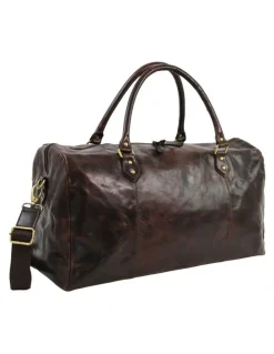PIERRE CARDIN Pierre Cardin Vintage Genuine Leather Overnight Bag in Chocolate