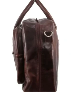 PIERRE CARDIN Pierre Cardin Rustic Leather Business Bag in Dark Chocolate