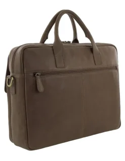 PIERRE CARDIN Pierre Cardin Leather Classic Messenger/Computer Bag in Oak
