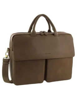 PIERRE CARDIN Pierre Cardin Leather Classic Messenger/Computer Bag in Oak