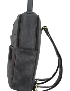 PIERRE CARDIN Rustic Leather Business Backpack in Black