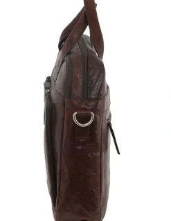 PIERRE CARDIN Rustic Leather Computer/Business Bag in Brown