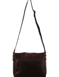 PIERRE CARDIN Rustic Leather Computer Bag in Chestnut
