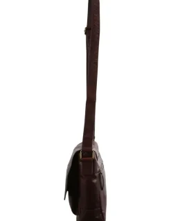 PIERRE CARDIN Rustic Leather Computer Bag in Chestnut