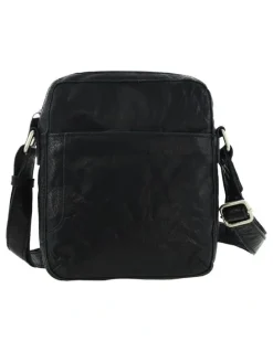 PIERRE CARDIN Rustic Leather Cross Body/Tablet Bag in Black