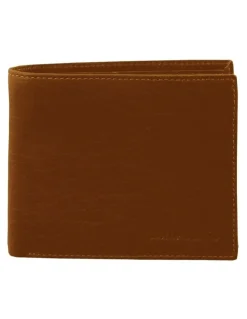 PIERRE CARDIN Rustic Leather Bi-Fold Wallet in Chestnut