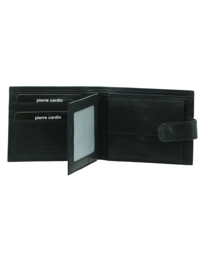 PIERRE CARDIN Rustic Leather Wallet in Chestnut in Black