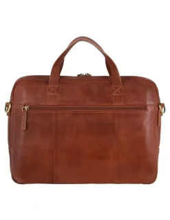 PIERRE CARDIN Rustic Leather Messenger Bag in Cognac
