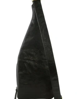 PIERRE CARDIN Rustic Leather Sling Bag in Black