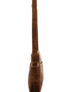 PIERRE CARDIN Rustic Leather I-Pad Bag in Brown