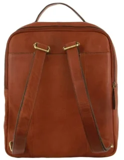 PIERRE CARDIN Rustic Leather Business Backpack/Computer Bag in Cognac