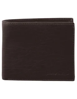 PIERRE CARDIN Rustic Leather Tri-Fold Wallet in Brown