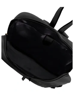 PIERRE CARDIN Vintage Leather Laptop Backpack in Black