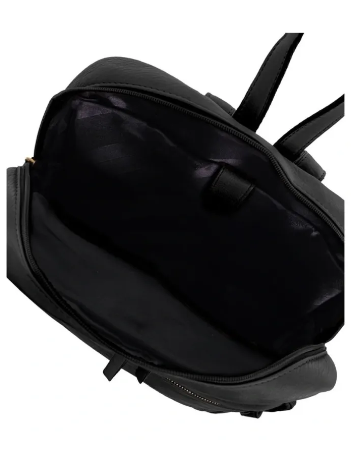 PIERRE CARDIN Vintage Leather Laptop Backpack in Black