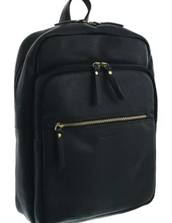 PIERRE CARDIN Vintage Leather Laptop Backpack in Black