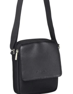 PIERRE CARDIN Nylon With Leather Trim Travel Bag in Black