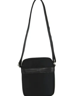 PIERRE CARDIN Nylon With Leather Trim Travel Bag in Black
