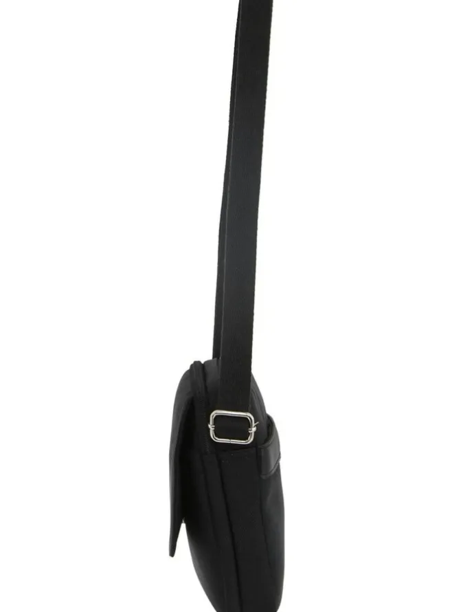 PIERRE CARDIN Nylon With Leather Trim Travel Bag in Black