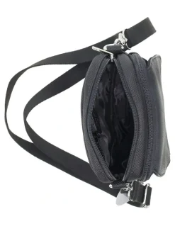PIERRE CARDIN Nylon With Leather Trim Travel Bag in Black