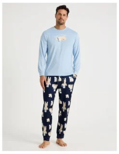 PJ Club Cosy Knit Pyjama Set in Bearly Awake Print