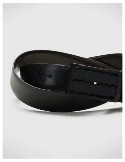 Politix Dress Belt With Shield Buckle in Black/brown