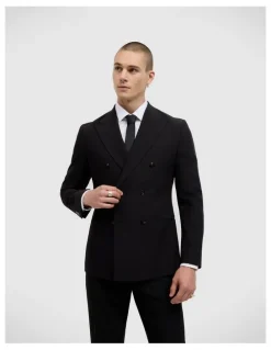 Politix Elijah Double Breasted Tailored Jacket in Black