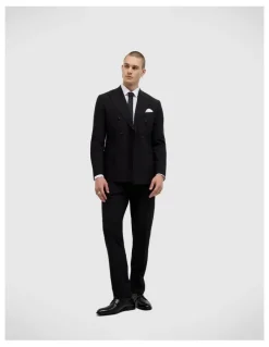 Politix Elijah Double Breasted Tailored Jacket in Black