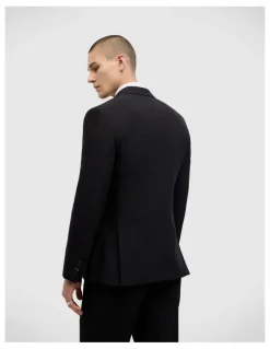 Politix Elijah Double Breasted Tailored Jacket in Black