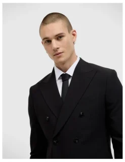 Politix Elijah Double Breasted Tailored Jacket in Black