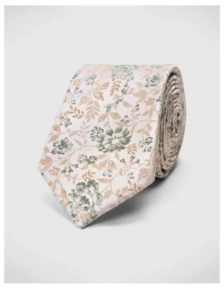 Politix Floral Jacquard Silk Tie in Neutral