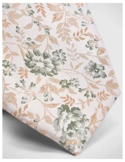 Politix Floral Jacquard Silk Tie in Neutral