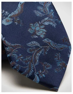 Politix Francis Floral Tie in Navy