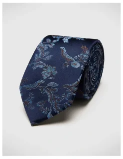 Politix Francis Floral Tie in Navy