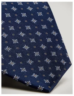 Politix Geo Jacquard Silk Tie in Navy