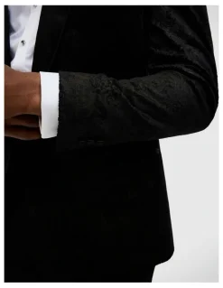Politix Gerald Velvet Paisley Tuxedo Jacket in Black
