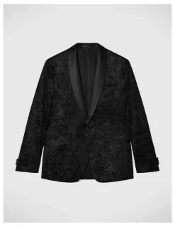 Politix Gerald Velvet Paisley Tuxedo Jacket in Black