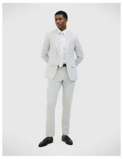 Politix Keaton Check Tailored Jacket in Light Grey
