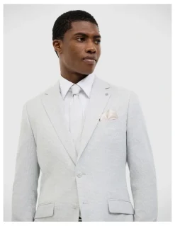 Politix Keaton Check Tailored Jacket in Light Grey
