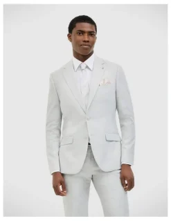 Politix Keaton Check Tailored Jacket in Light Grey