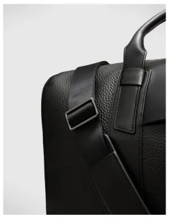 Politix Leather Weekender Bag in Black