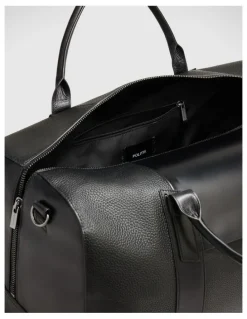 Politix Leather Weekender Bag in Black