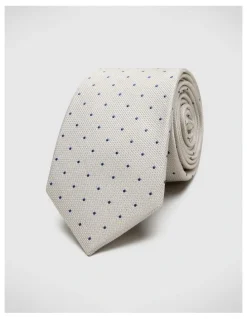 Politix Martin Spot Silk Tie in Neutral